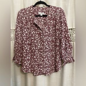 Amour Vert Floral Print Silk Blouse